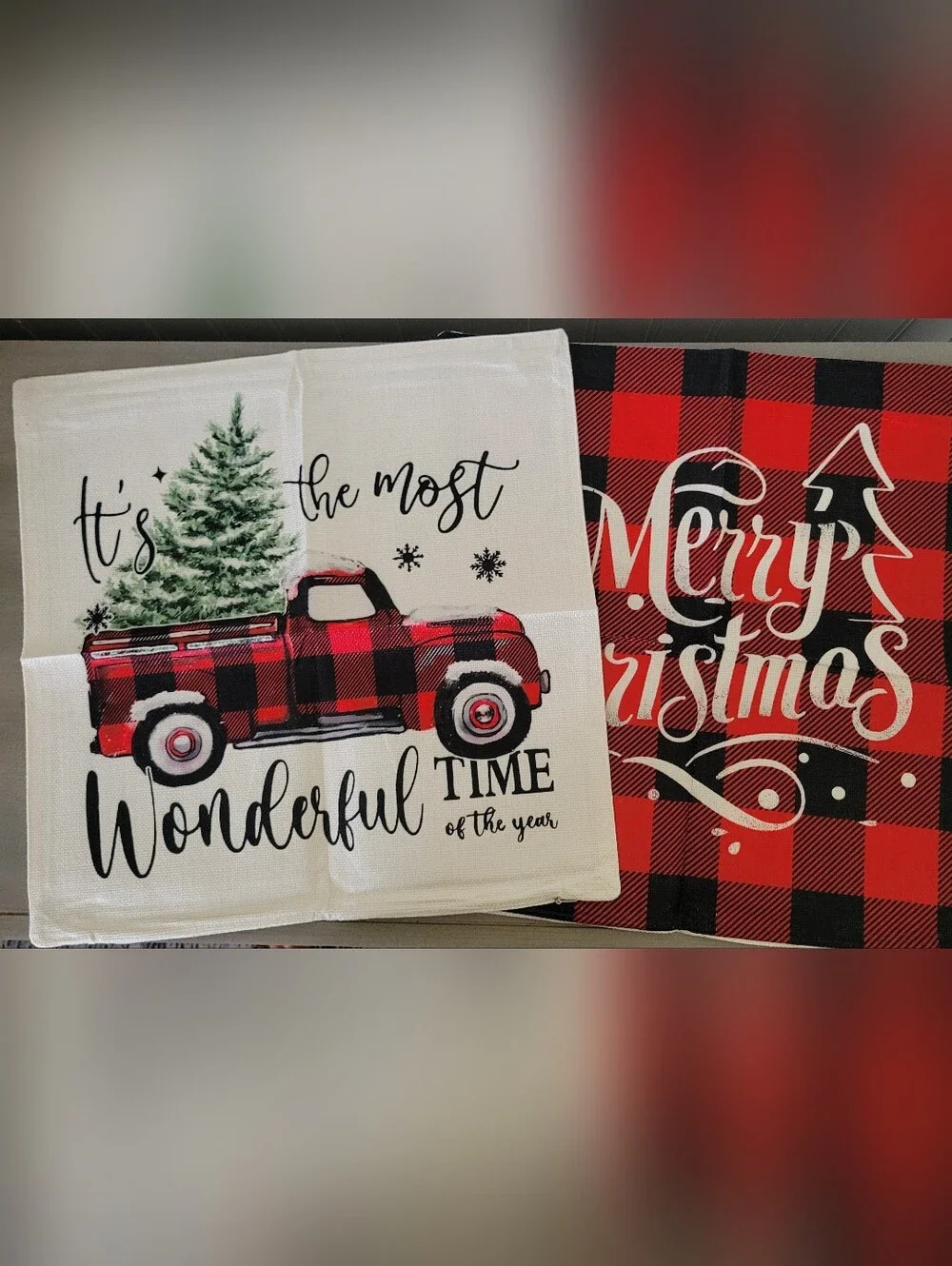Holiday Buffalo Plaid or Vintage Truck Pillow Zipper Covers NEW